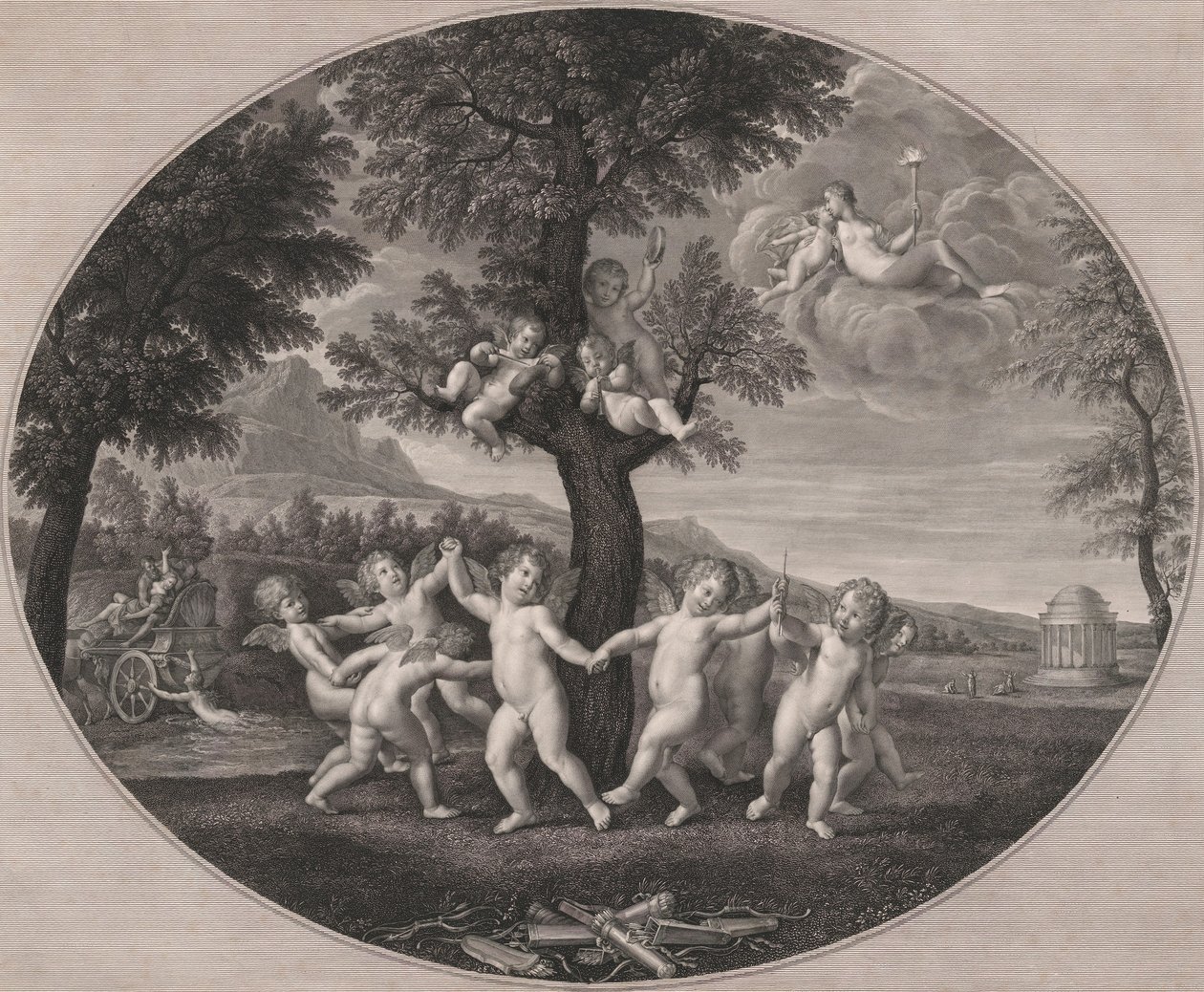 Amorer firar våldtäkten av Proserpina, 1805-12. av Francesco Rosaspina