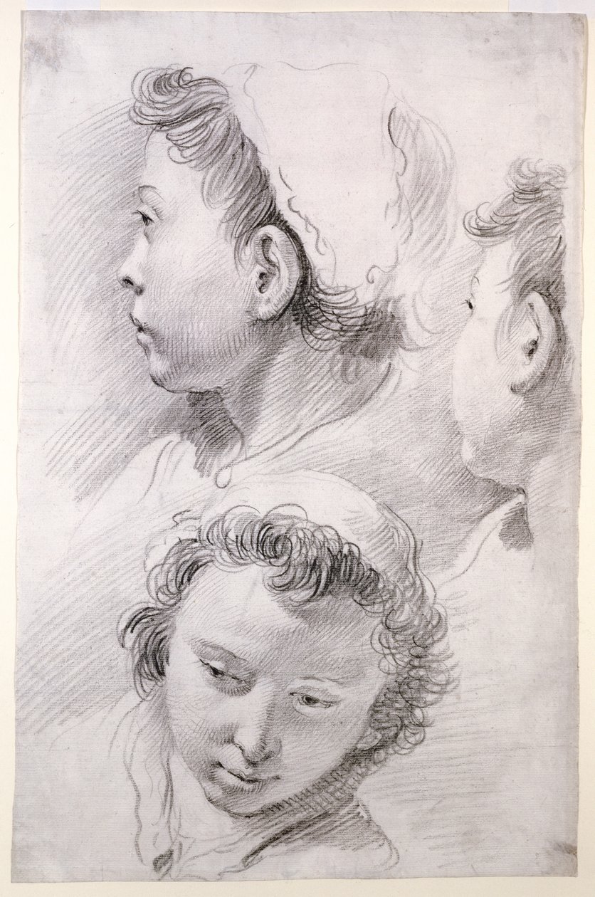 Tre studier av huvudet av en yngling av Francesco Salvator Fontebasso