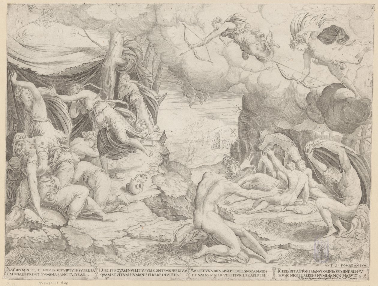 Apollo och Diana dödar Niobes barn av Francesco Salviati
