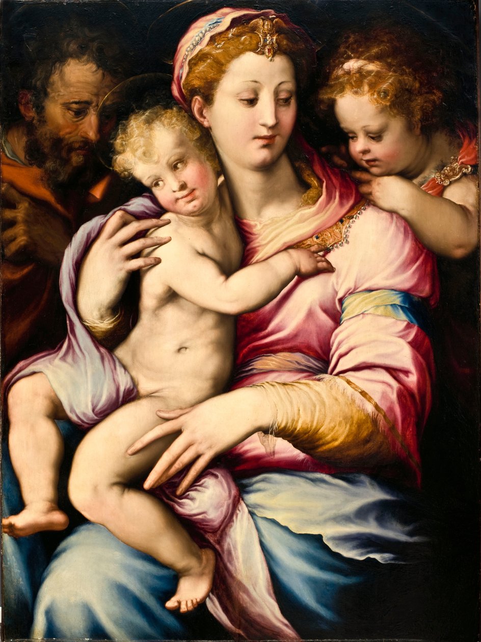 Den heliga familjen med Johannes Döparen av Francesco Salviati