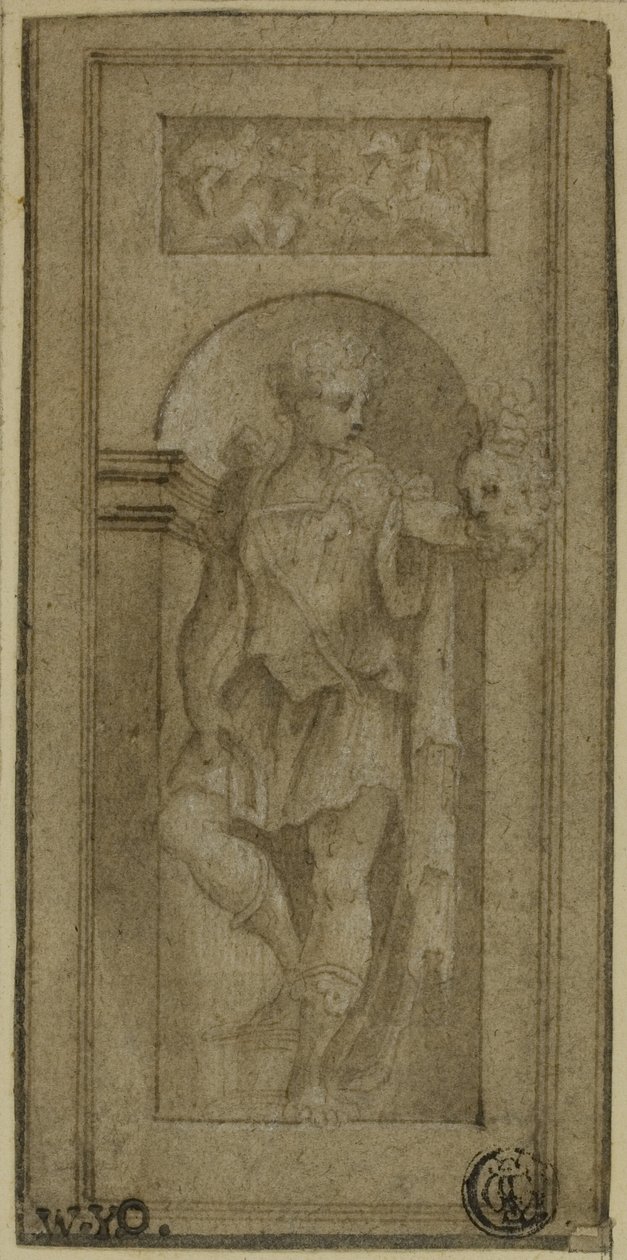 Nischad staty av David med Goliat-huvudet av Francesco Salviati