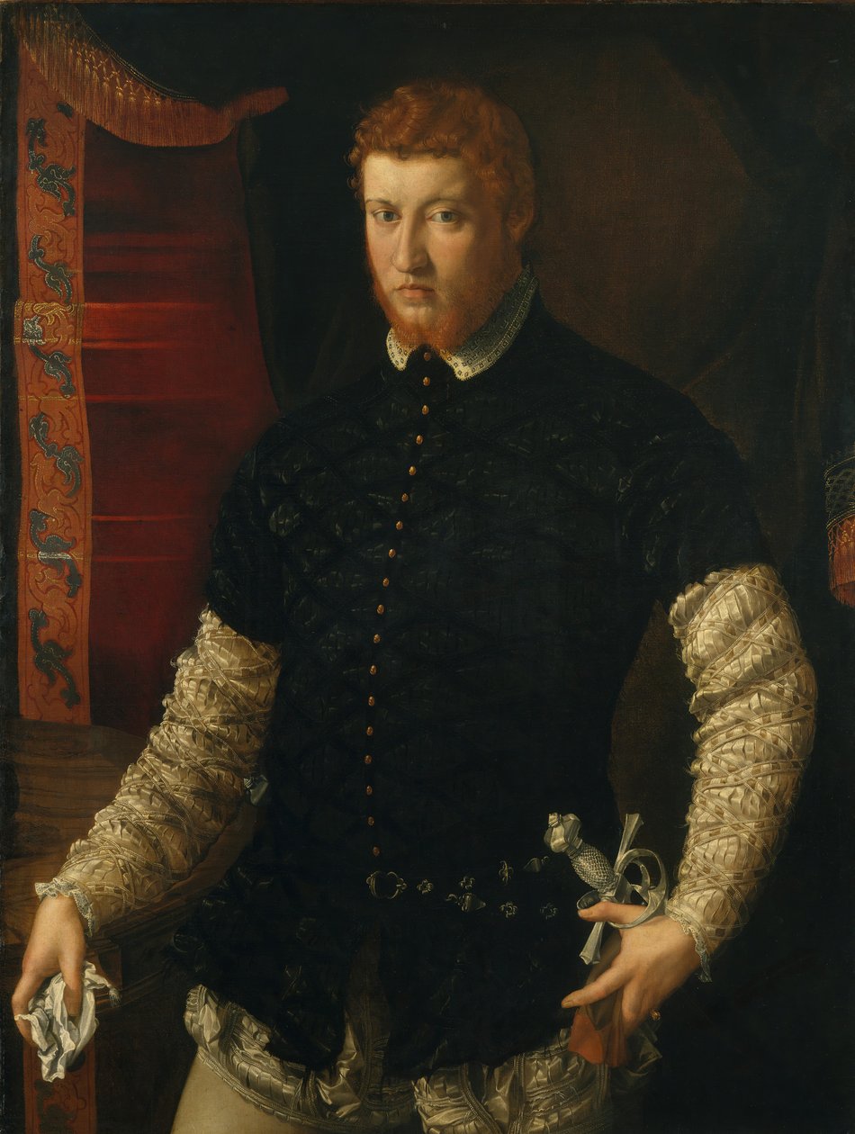 Porträtt av en man. av Francesco Salviati