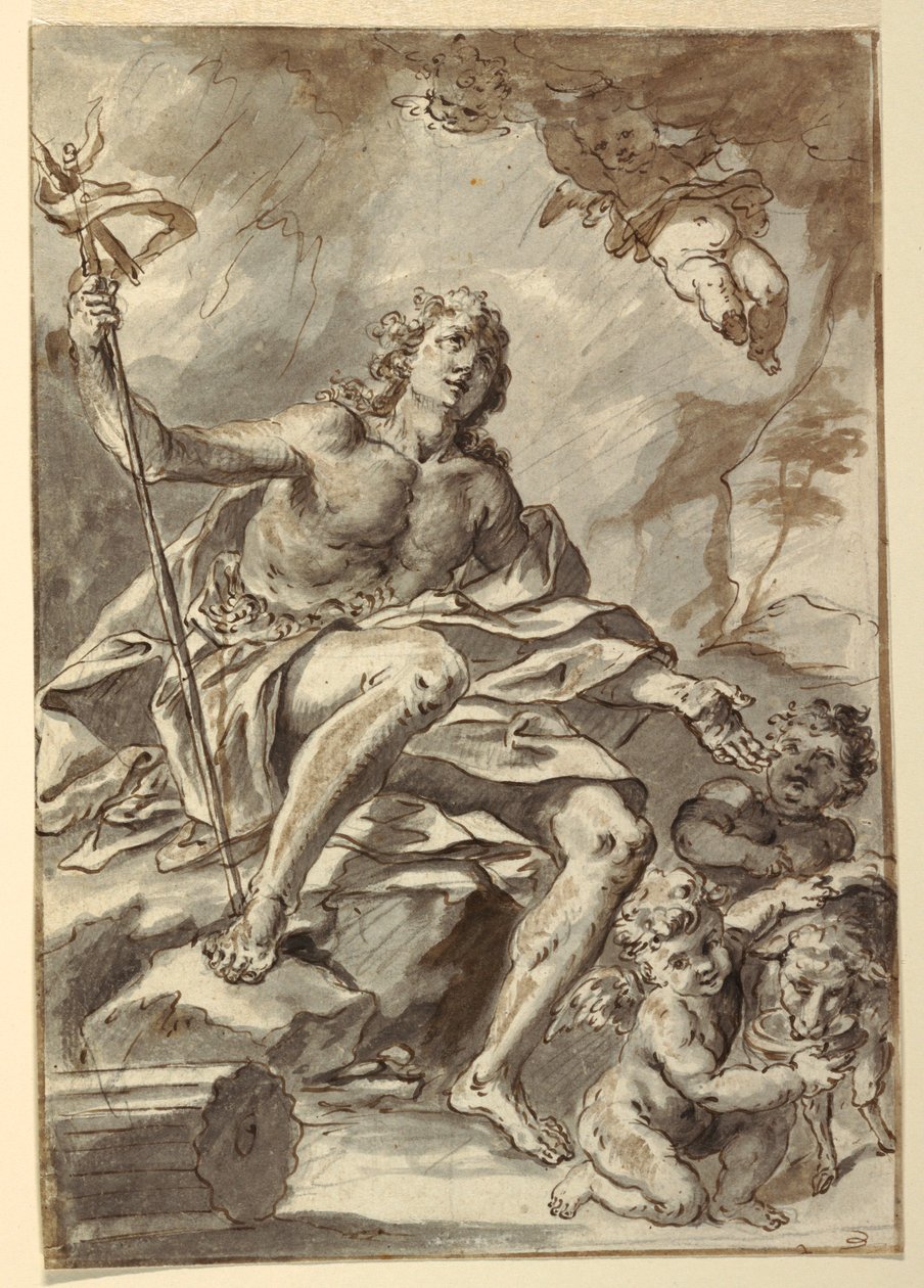 Teckning, S:t Johannes Döparen, ca 1775 av Francesco Saverio Mergolo