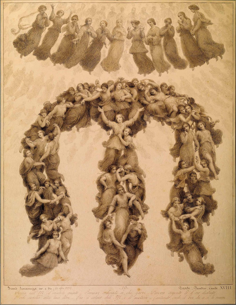Illustration till den gudomliga komedin av Dante Alighieri Paradiso canto XVIII av Francesco Scaramuzza