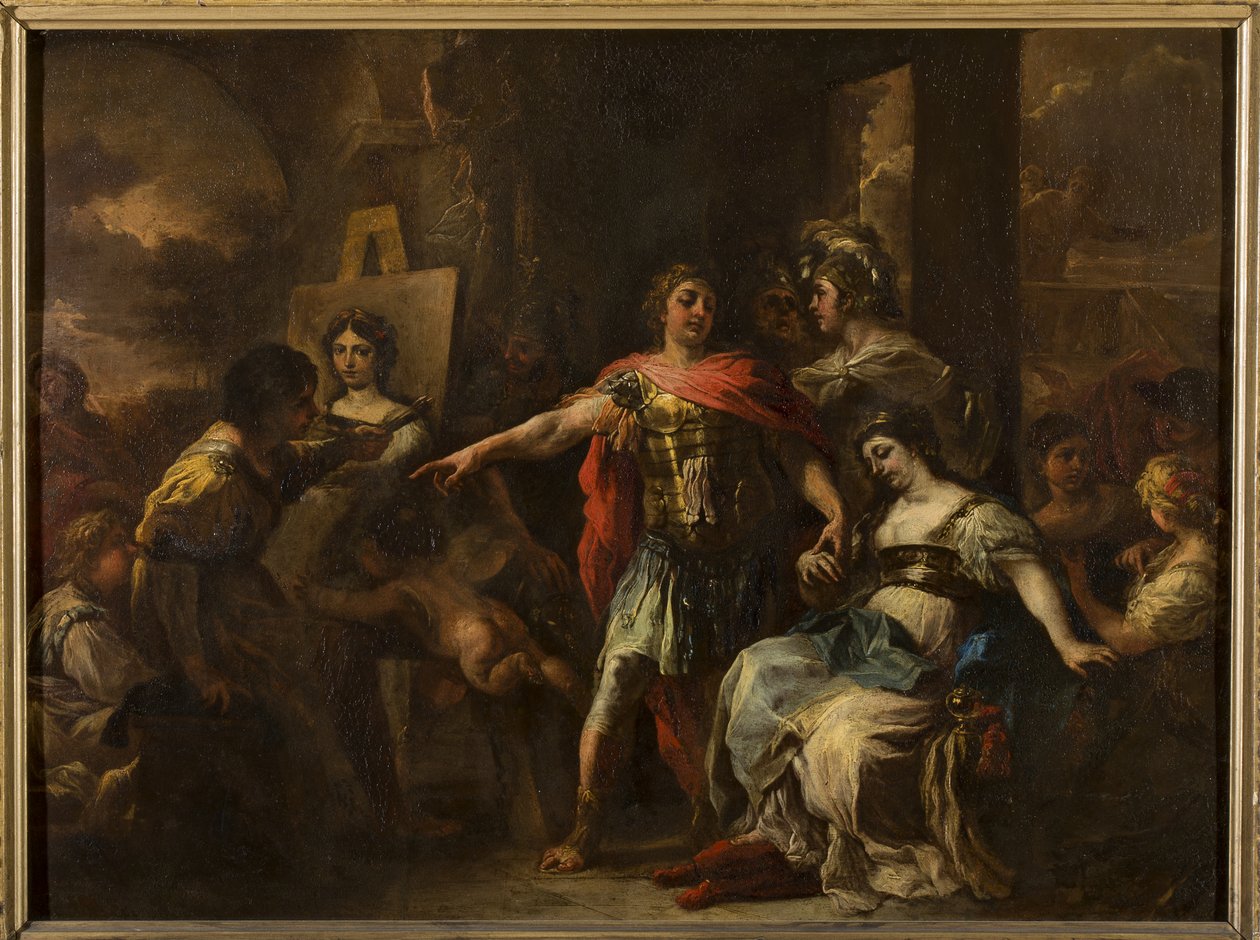 Alexander och Campaspe, före 1695 (olja på kopparpanel) av Francesco Solimena