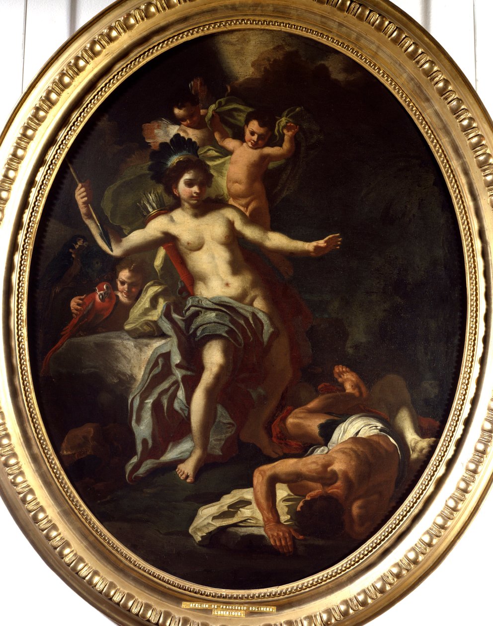 Allegory of America Målning av verkstaden av Francesco Solimena (1657-1747) (ec.ital.) 1738 La Rochelle, Museum of the New World. av Francesco Solimena