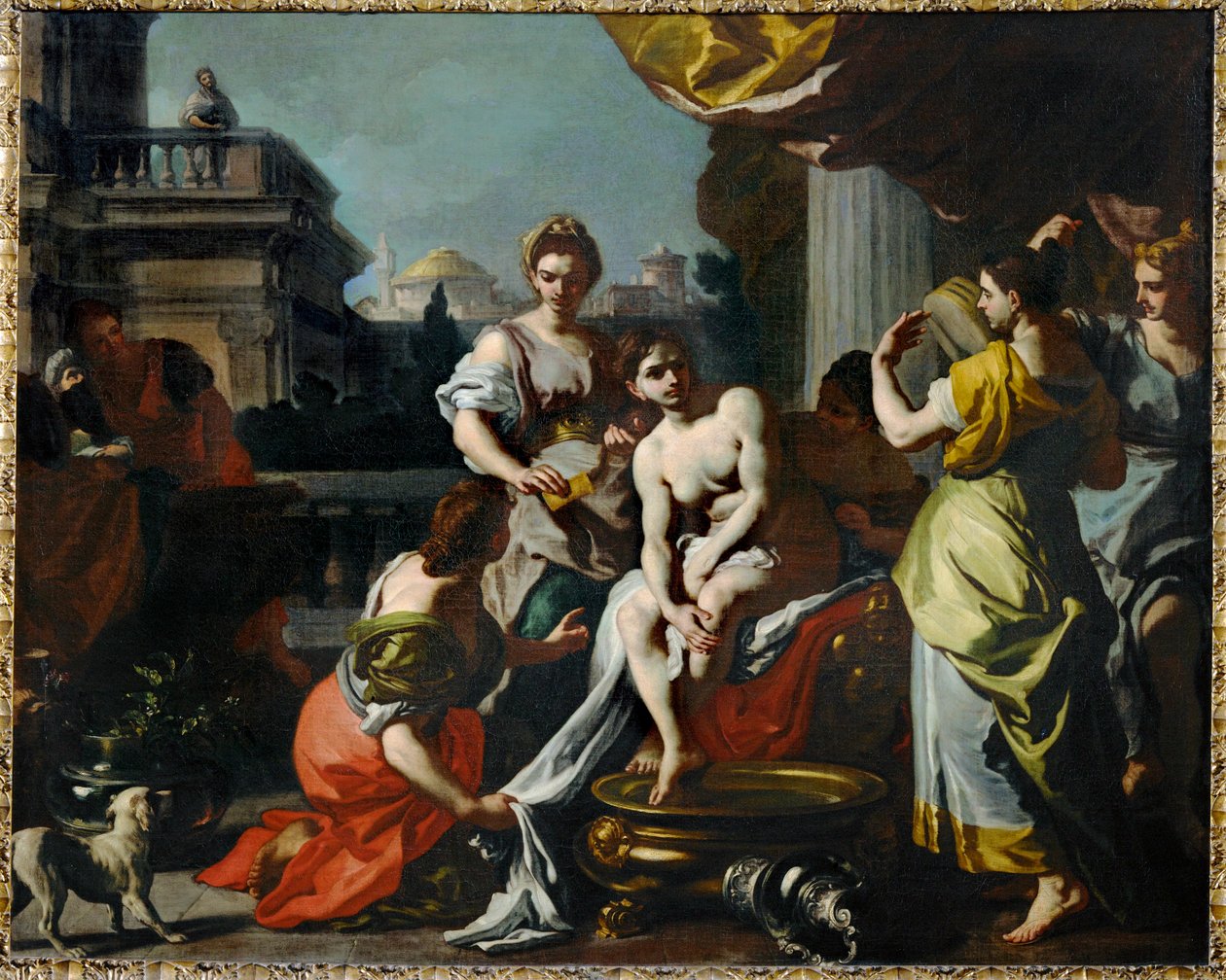 Bathseba i sitt badkar ... (målning på duk) av Francesco Solimena
