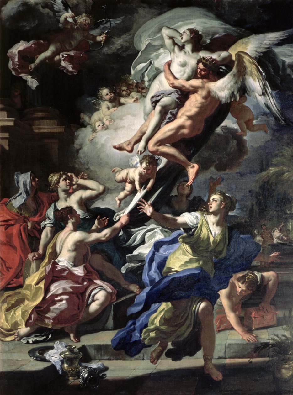 Boreas bortförde Oreithyia, dotter till Erechtheus, 1729 av Francesco Solimena