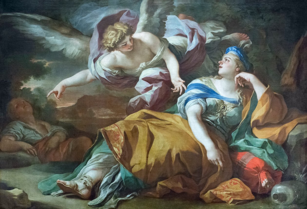 Hagar och Ismael i öknen tröstade av en ängel av Francesco Solimena