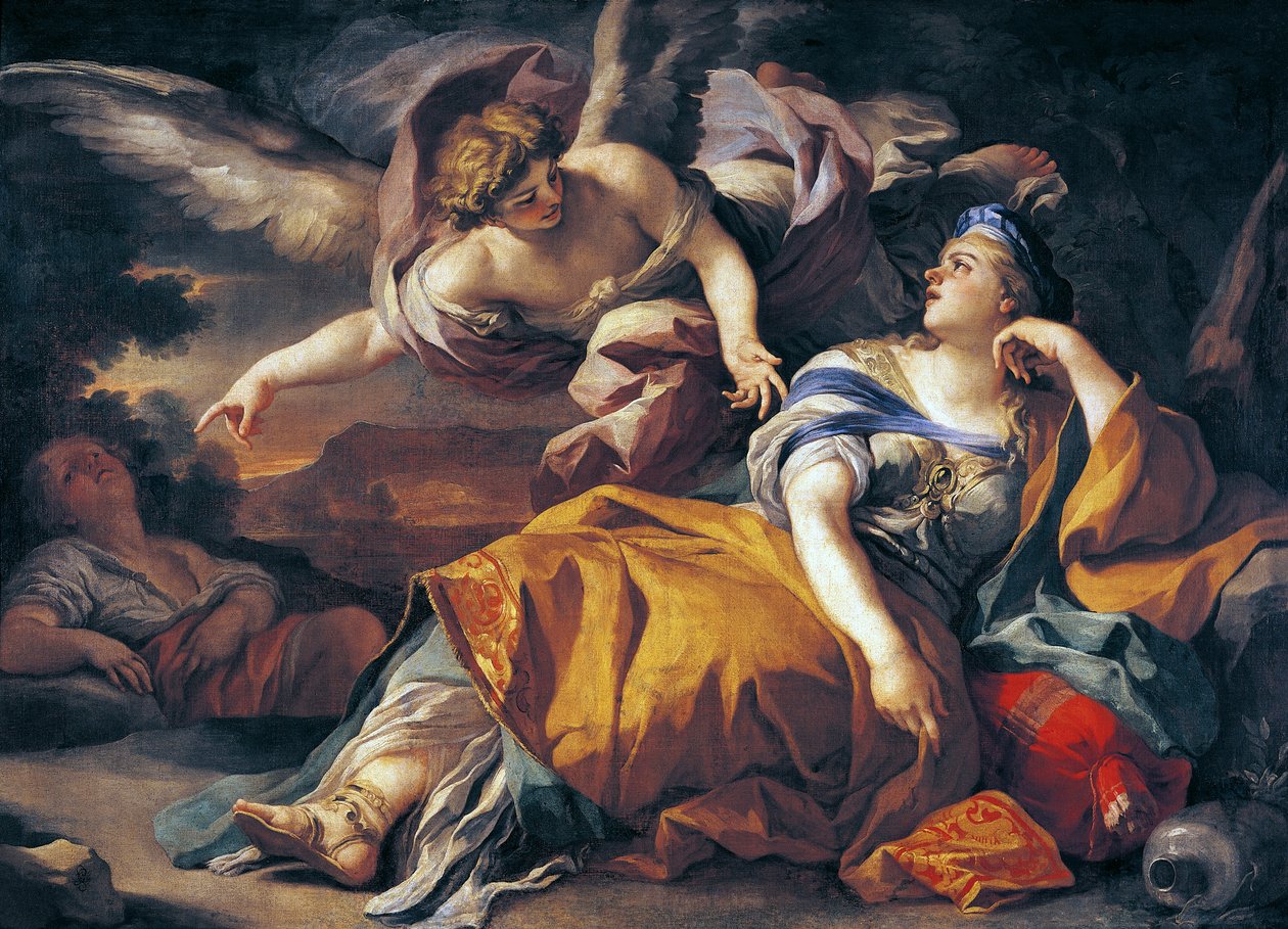 Hagar och ängeln, av Francesco Solimena (1657-1747), olja på duk av Francesco Solimena