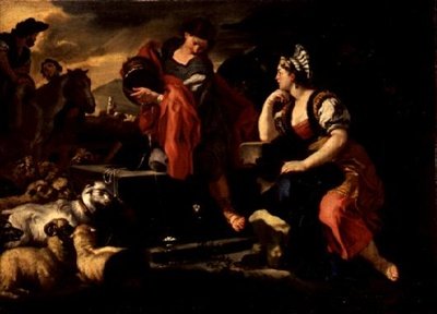Jakob och Rakel vid brunnen (olja på duk) av Francesco Solimena