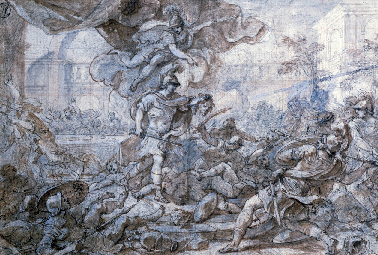 Perseus håller upp huvudet av Medusa, 1700-talet av Francesco Solimena