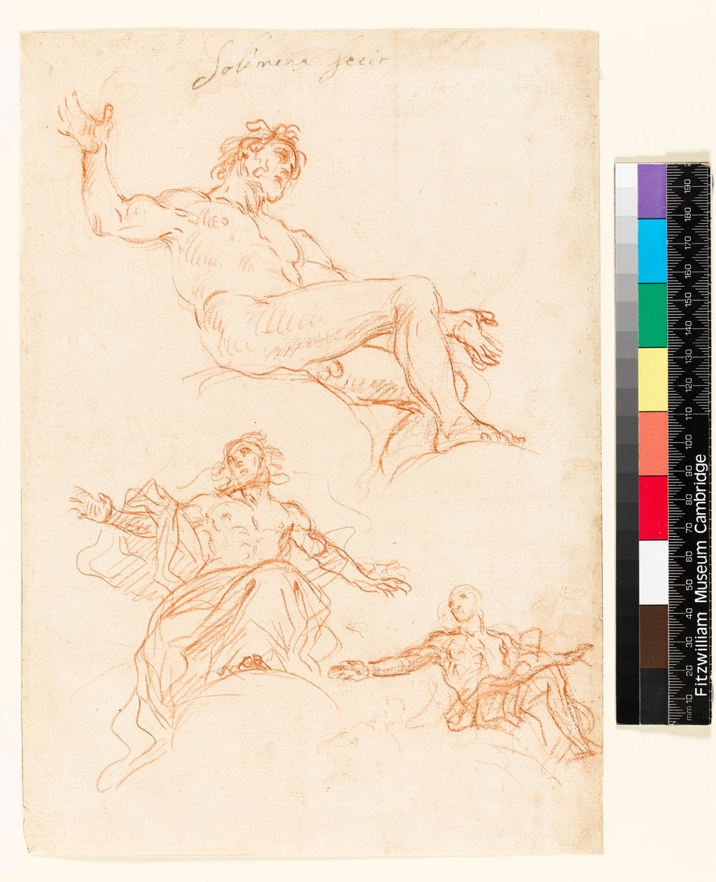 Recto: Studieblad. Verso: Lite bläckklotter, möjligen en draperistudie? 1700-1799 av Francesco Solimena