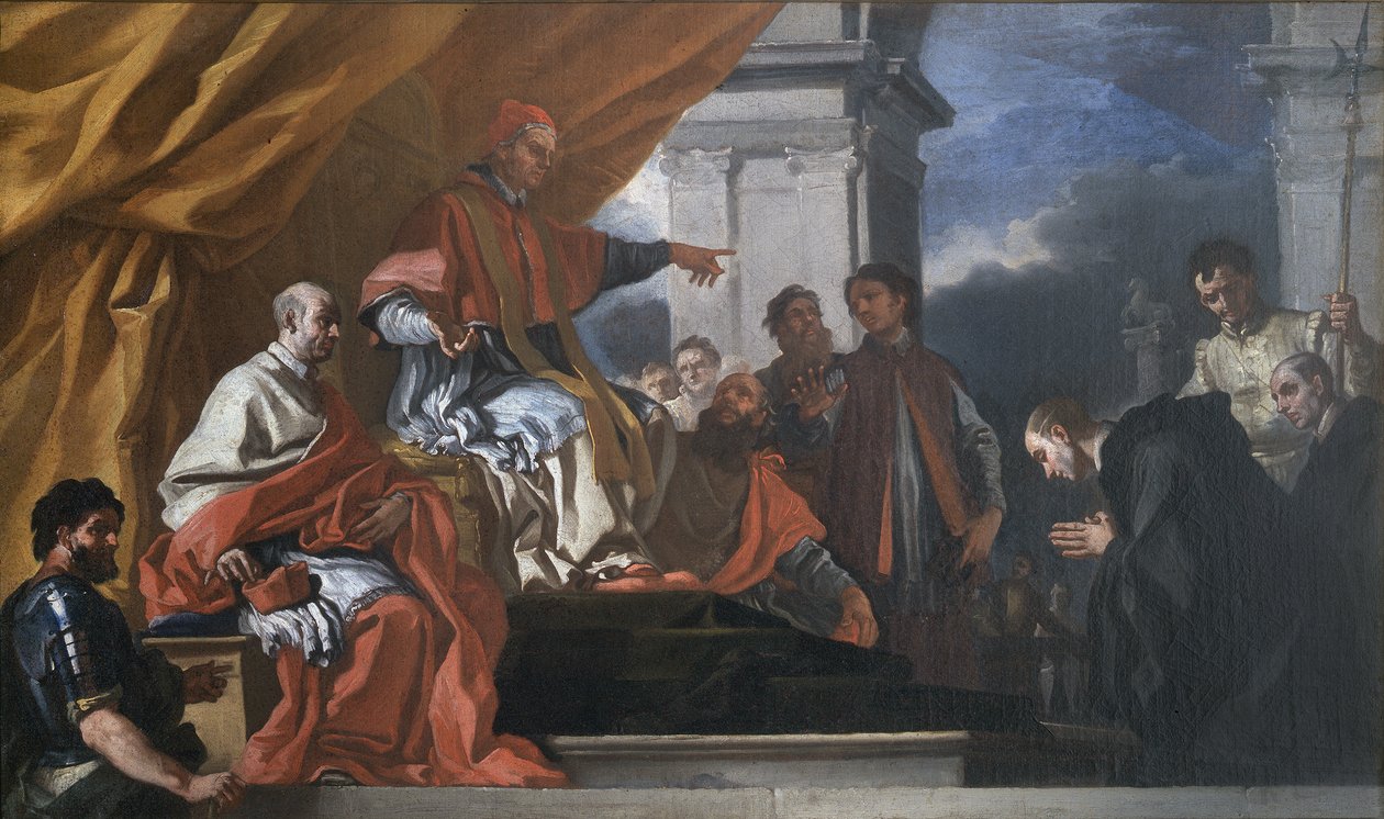 Saint Willibald söker påven Gregorius III:s välsignelse innan han går för att evangelisera sachsarna av Francesco Solimena
