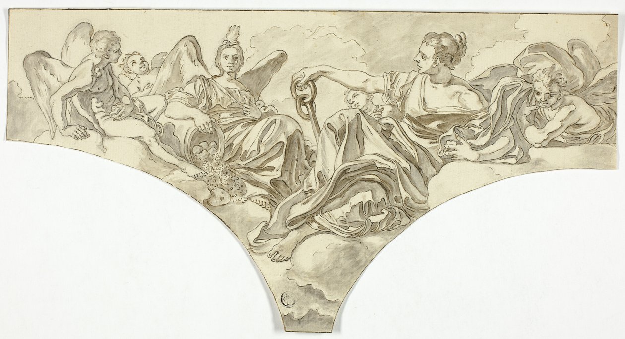 Spandreldekor med sittande allegoriska figurer av Hopp och Konkordie av Francesco Solimena