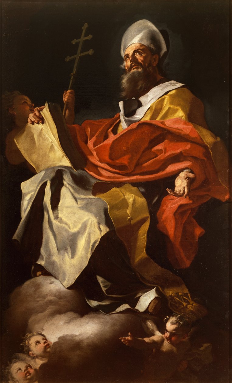 St Athanasius av, Francesco Solimena (1657-1747), från Santa Maria Assunta-katedralen, Neapel av Francesco Solimena