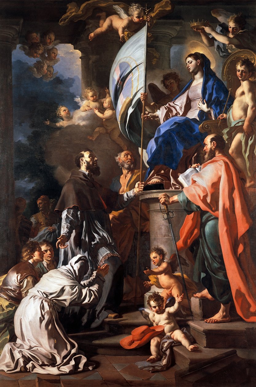 St Bonaventure tar emot banderoll för St graven från Madonna, av Francesco Solimena (1657-1747), katedralen San Paolo, Aversa, Kampanien, Italien av Francesco Solimena