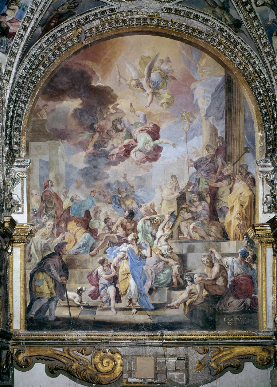 Simon Magus fall av Francesco Solimena
