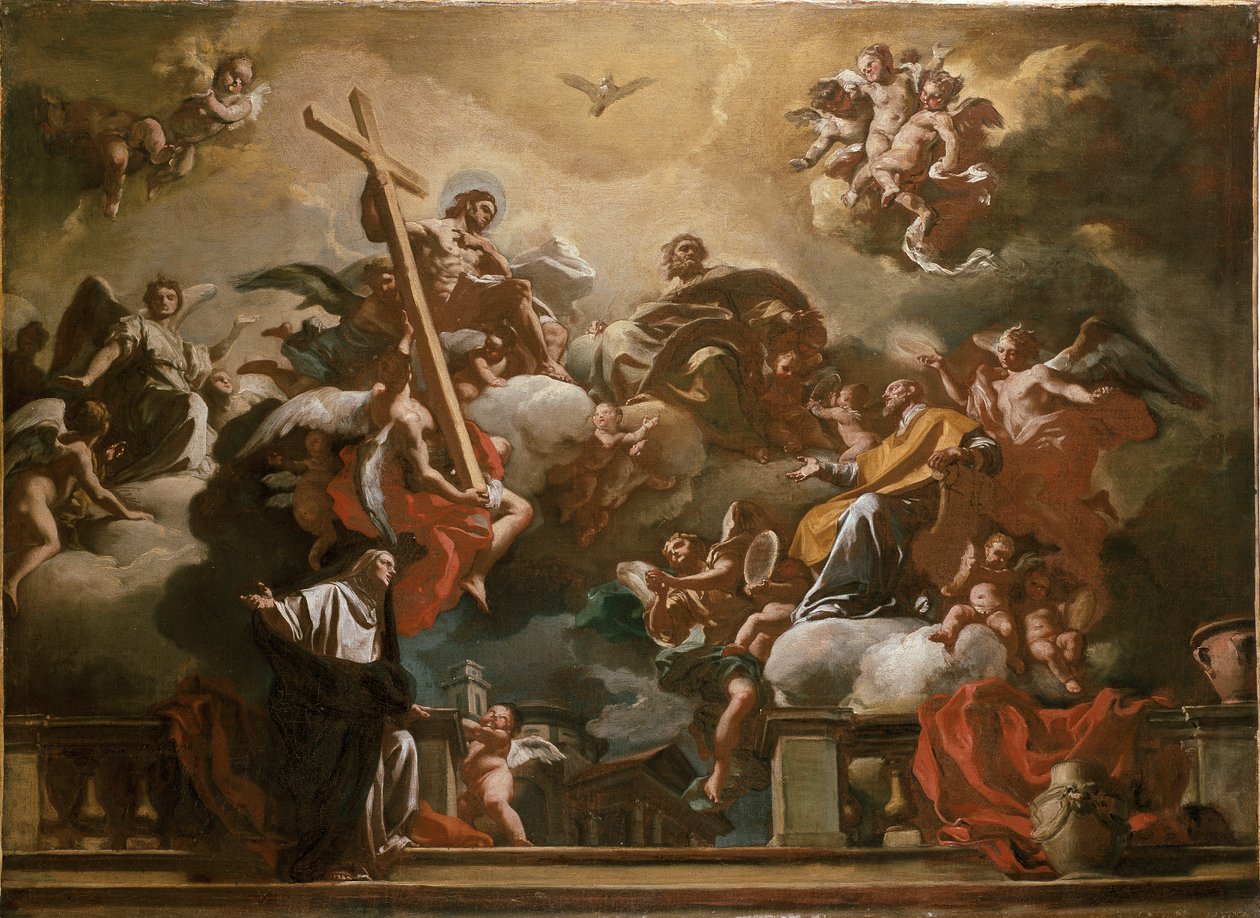 Den heliga treenigheten med den helige Philip Neri i härlighet, c1727-1730 av Francesco Solimena
