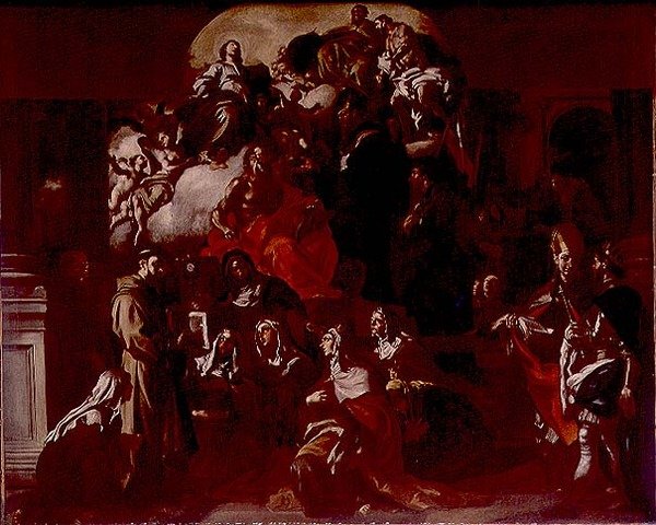 Den heliga treenigheten med madonna och helgon, ca 1705 (olja på duk) av Francesco Solimena