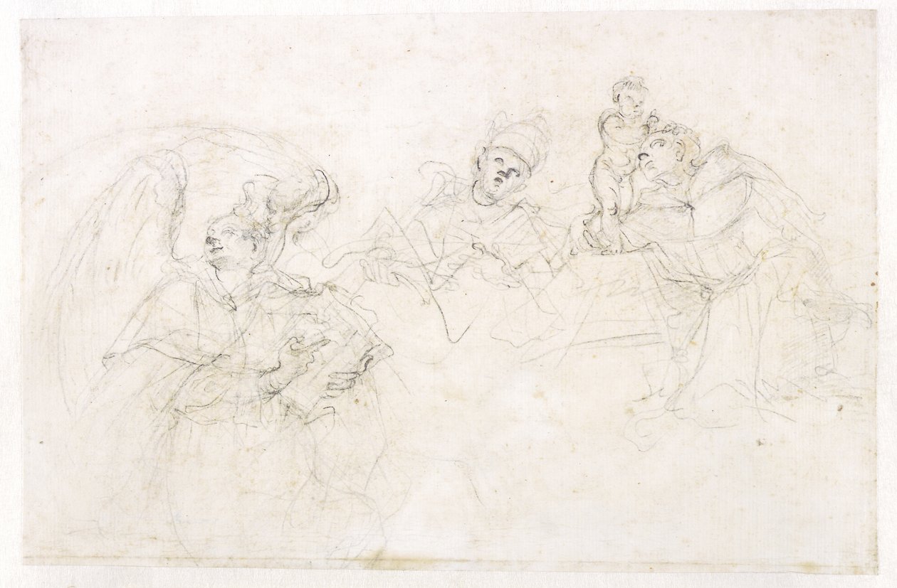 Tre helgon: Sts Vincent Ferrer, en påve och Antonius av Padova av Francesco Solimena