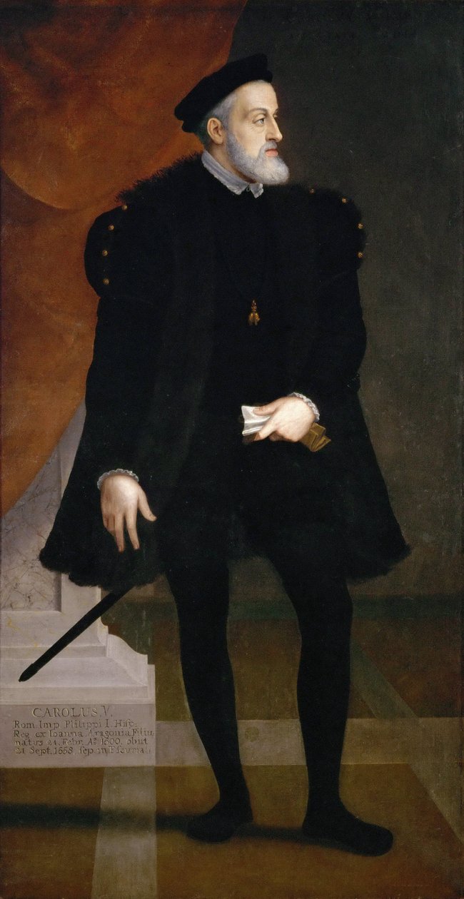 Porträtt av kejsaren Karl V (1500-1558) - Francesco Terzio (Terzi) (ca 1523-1591). Olja på duk, ca. 1550. Mått : 204x108 cm. Konsthistoriska museet, Vienne av Francesco Terzio
