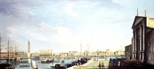 Bacino di San Marco, med Dogespalatset och Riva degli Schiavoni (1700-talet) av Francesco Tironi