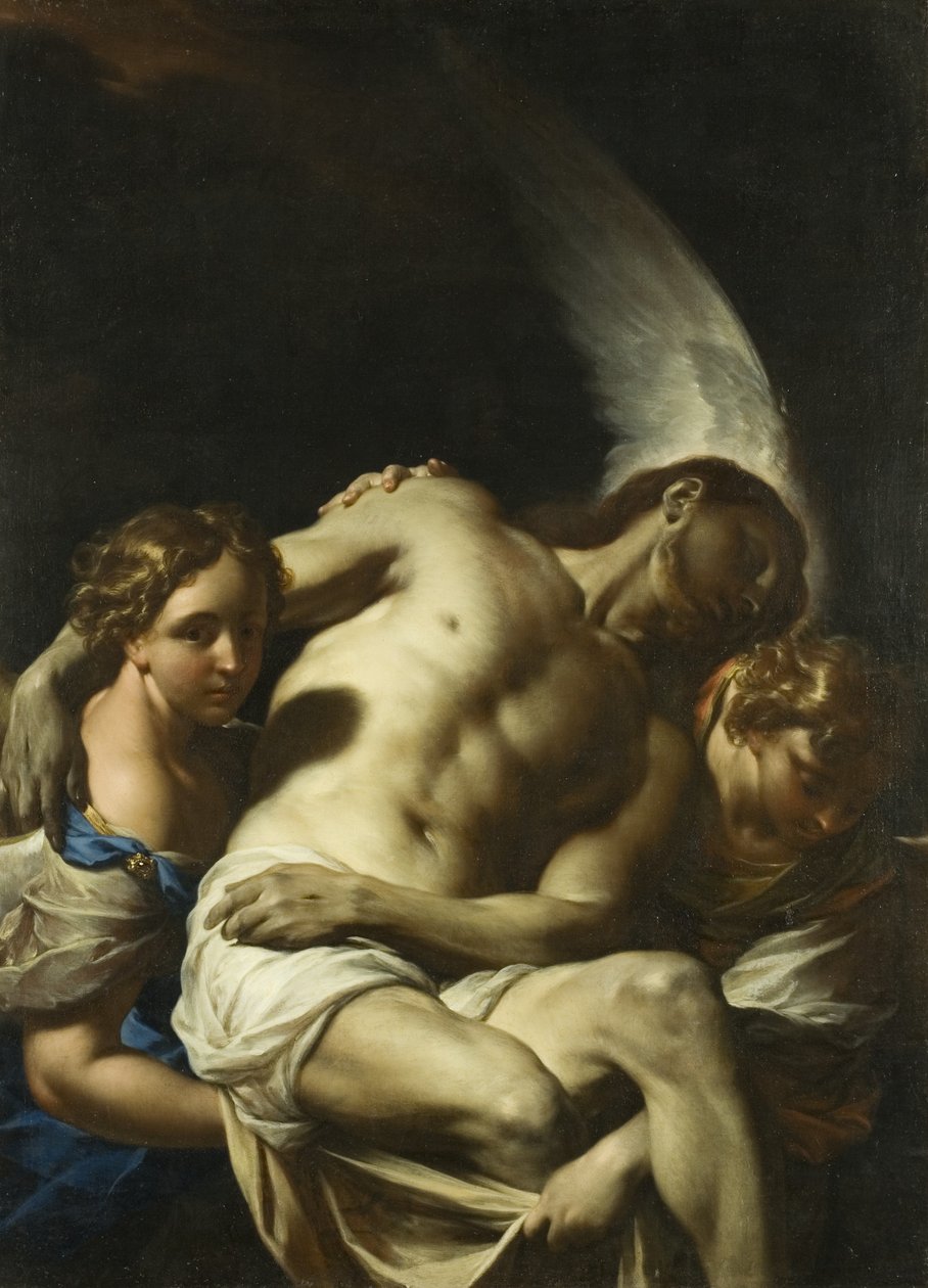 Kristus stödd av änglar (olja på duk) av Francesco Trevisani