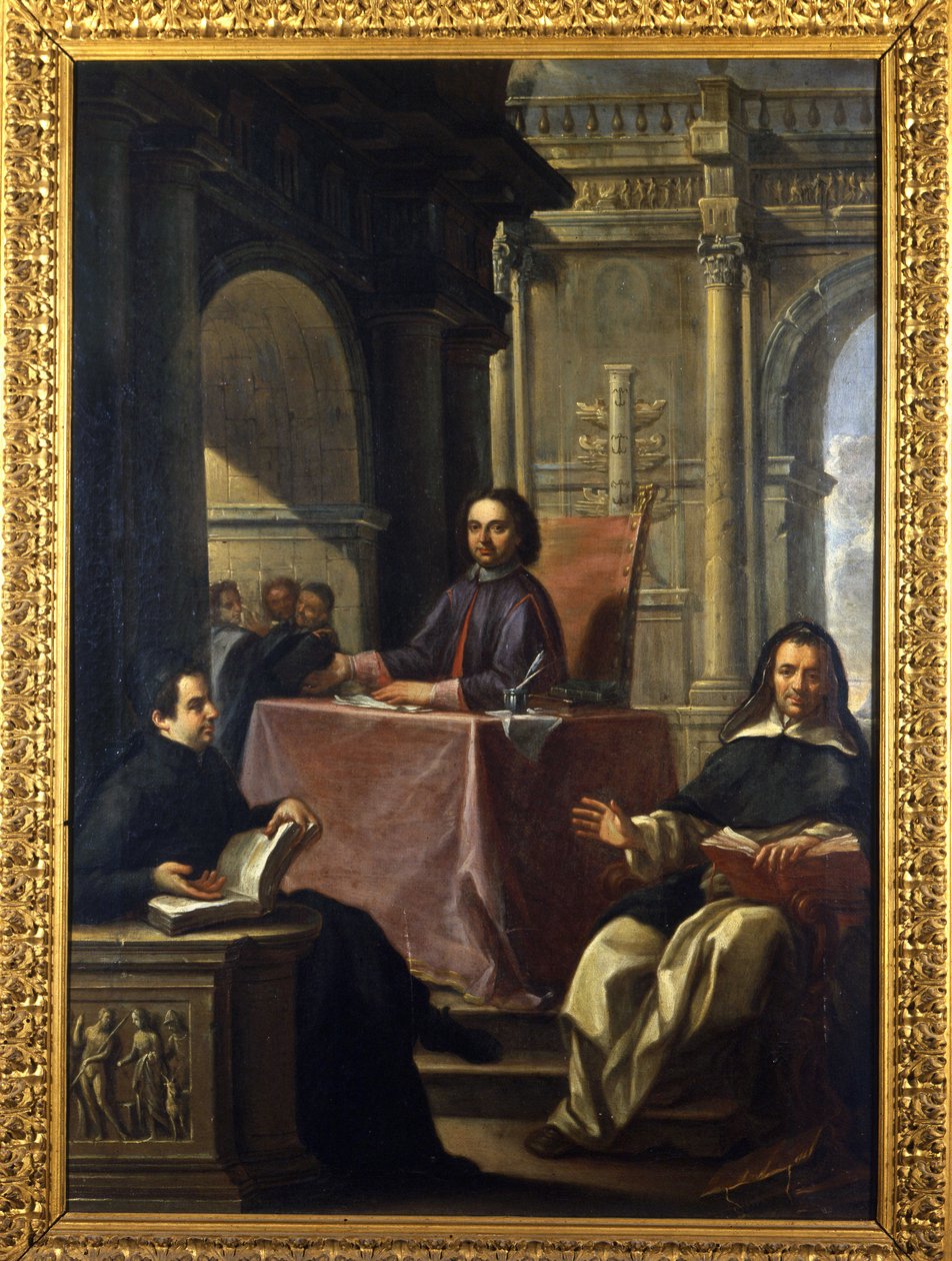 Tvist mellan en jesvit och en dominikan efter motreformen, målning av F. Trevisani (1656-1746), Museum of Rome. av Francesco Trevisani
