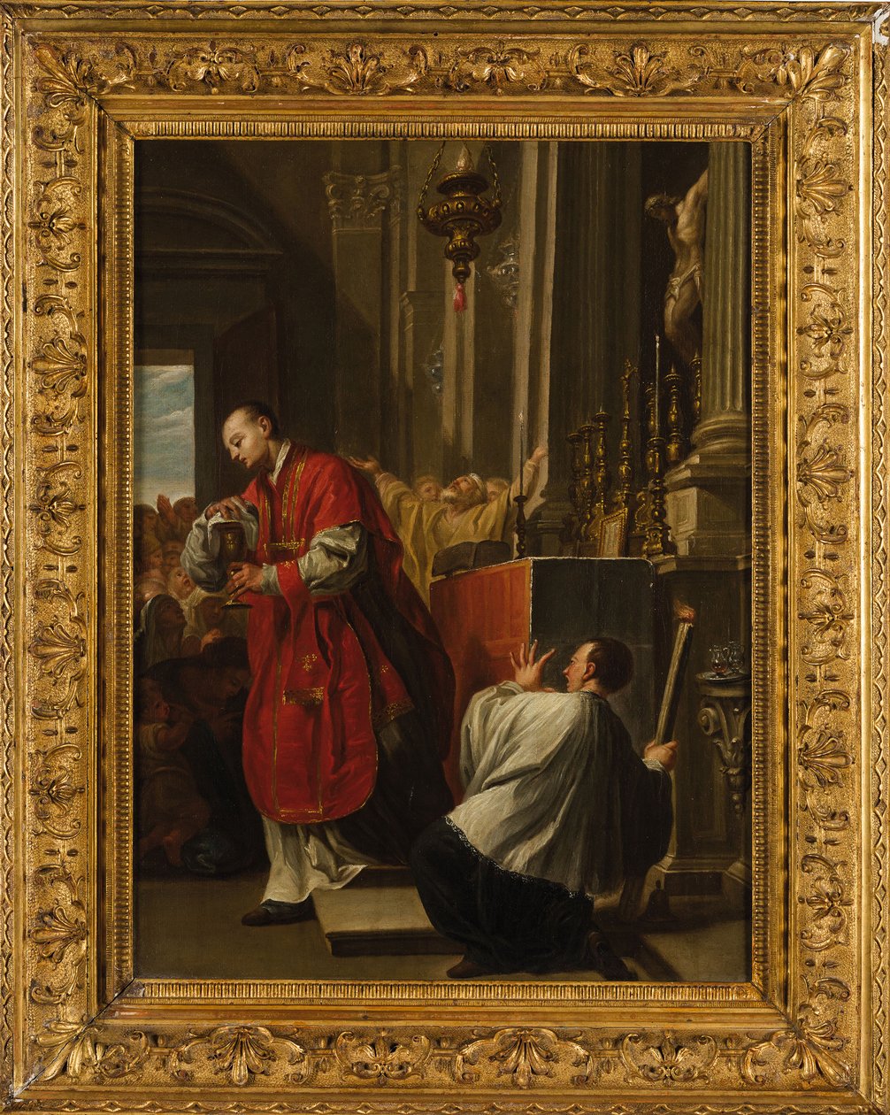 Det eukaristiska miraklet i Bolsena. av Francesco Trevisani
