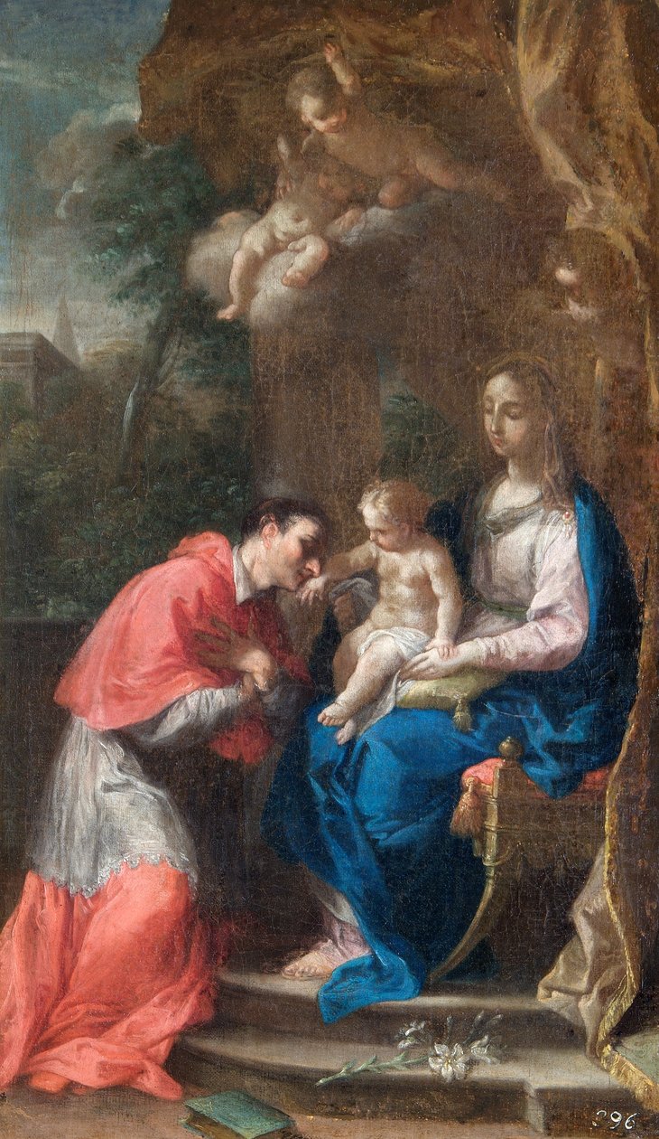 Jungfrun och barnet med den helige Carlo Borromeo, sent 1600-tal (olja på duk) av Francesco Trevisani