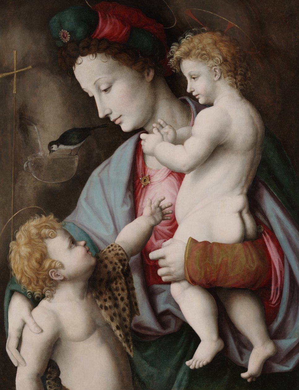Madonna och barn med St. John, ca 1525 (olja på panel) av Francesco Ubertini Il Bacchiacca