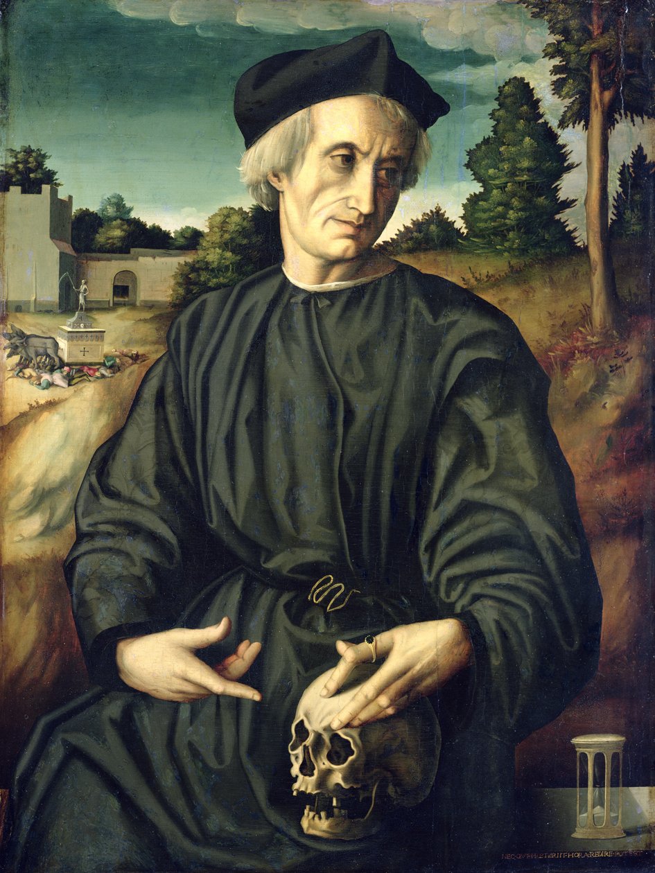 Porträtt av påven Hadrianus VI (1459-1523) som präst av Francesco Ubertini Il Bacchiacca
