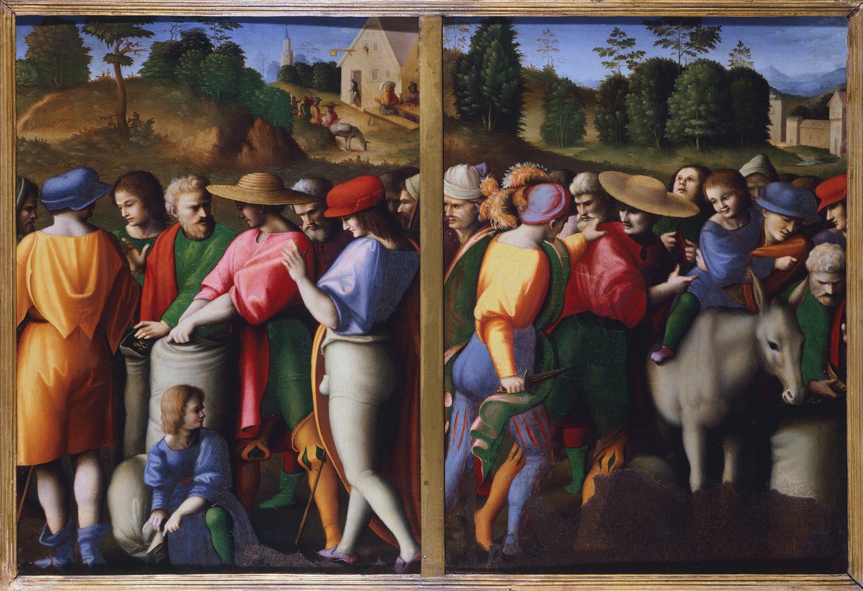 Josefs berättelser, av Bacchiacca (1494-1557), olja på pannå, överförd till duk av Francesco Ubertini Il Bacchiacca