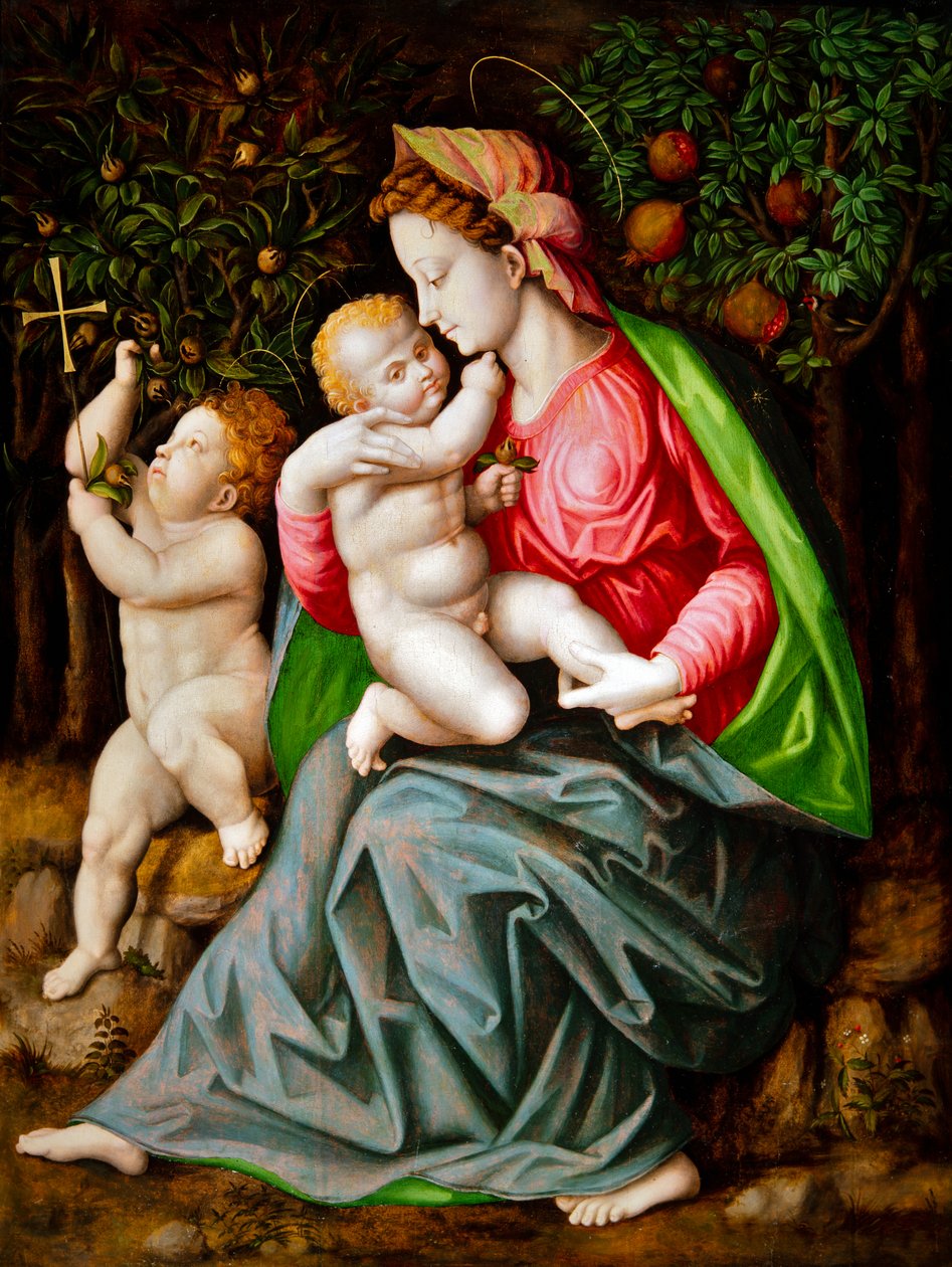 Jungfru Maria med barnet och Sankt Johannesbarnet av Francesco Ubertini Il Bacchiacca