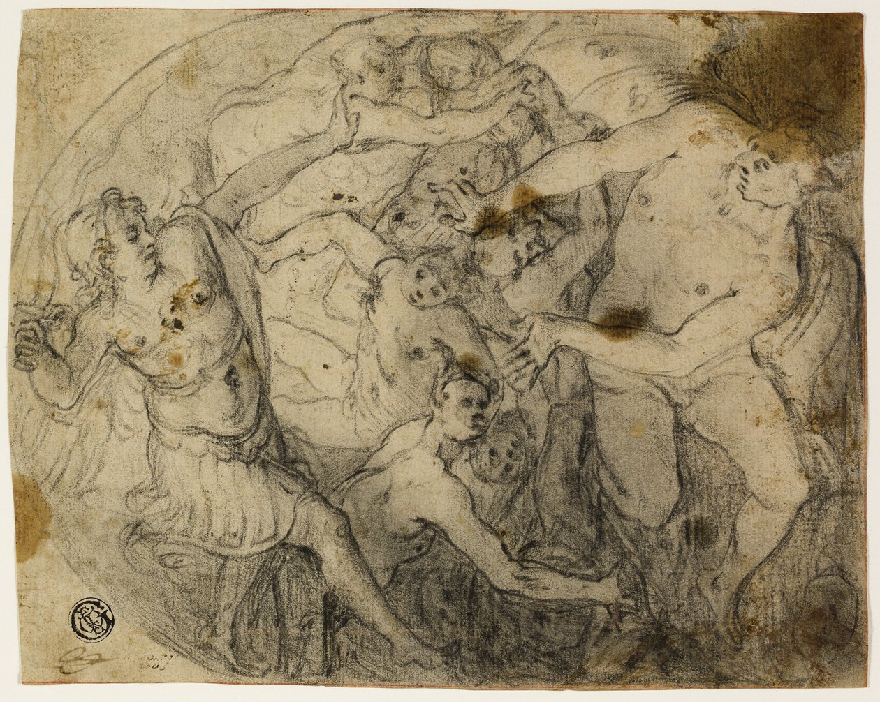 Studie för Saint Michael Casting Out Lucifer av Francesco Vanni