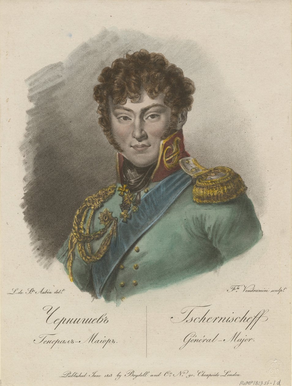 Porträtt av greve Alexander Ivanovich Chernyshov 1786-1857, 1813 av Francesco Vendramini