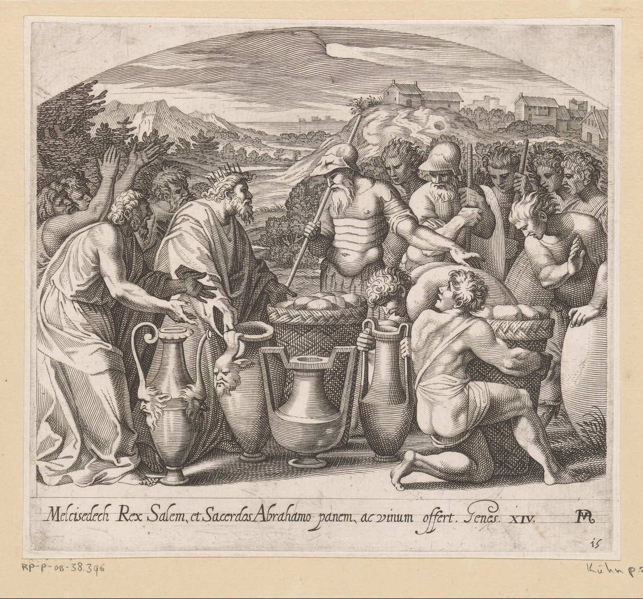 Abrahams möte med Melkisedek Målningar i Rafaels loggia (serietitel) La Sacra Genesi (serietitel) av Francesco Villamena