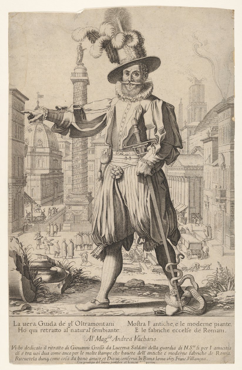 Giovanni Alto Johann Alten, Ioannes Altus står på Quirinal Hill i Rom, med honom..., av Francesco Villamena