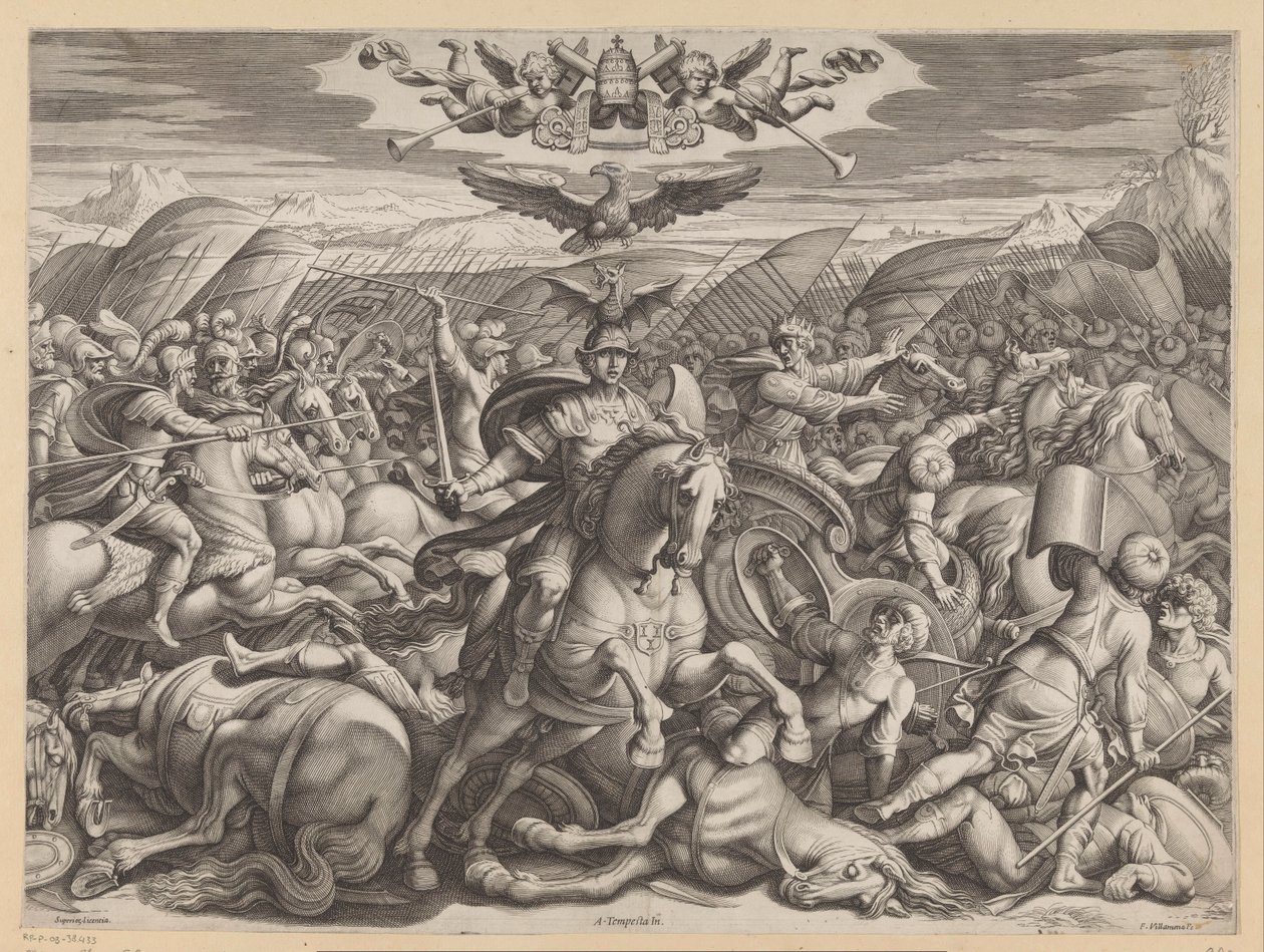 Slaget vid Gaugamela av Francesco Villamena