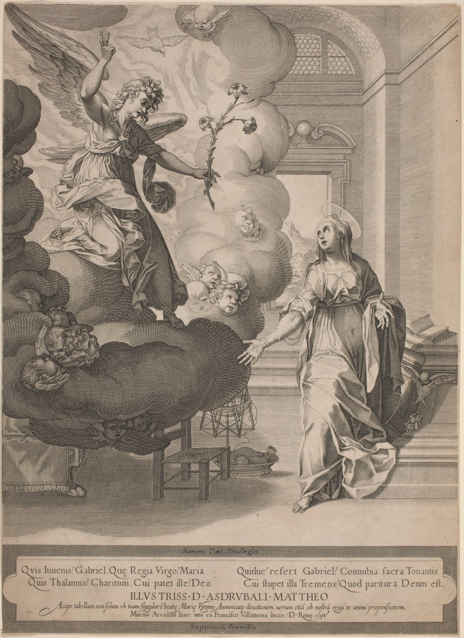 Bebådelsen av Francesco Villamena, after Mario Arconio