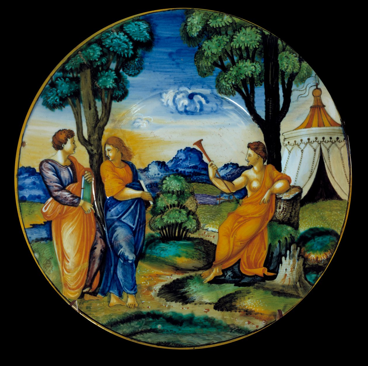 Fajansfat tillverkad av Francesco Xanto Aveli (aktiv omkring 1530/1540) föreställande parnassen. Inse i Urbino. 1530. Paris, Louvren av Francesco Xanto Avelli