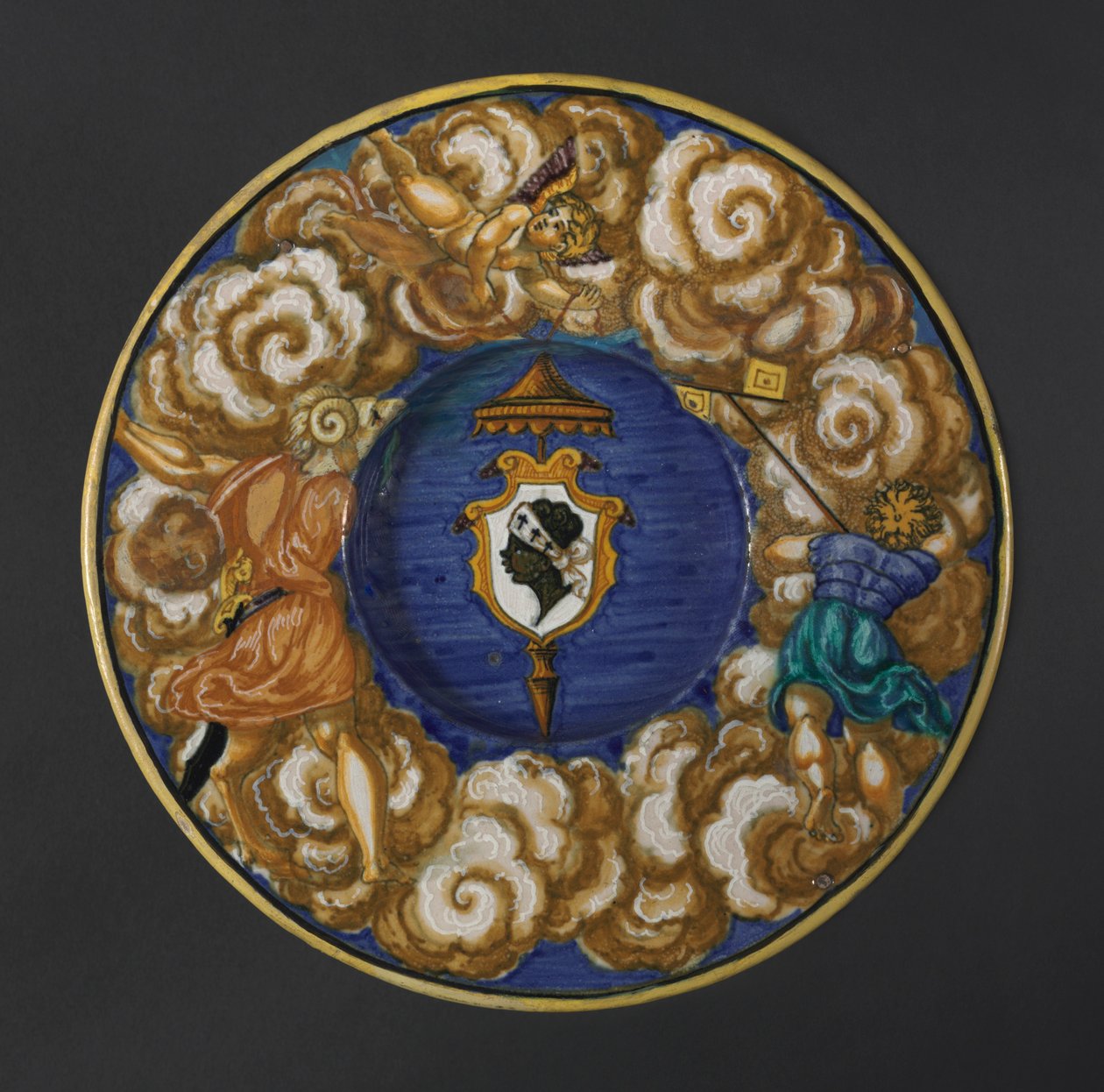 Tallrik med familjen Puccis vapen, 1532. av Francesco Xanto Avelli
