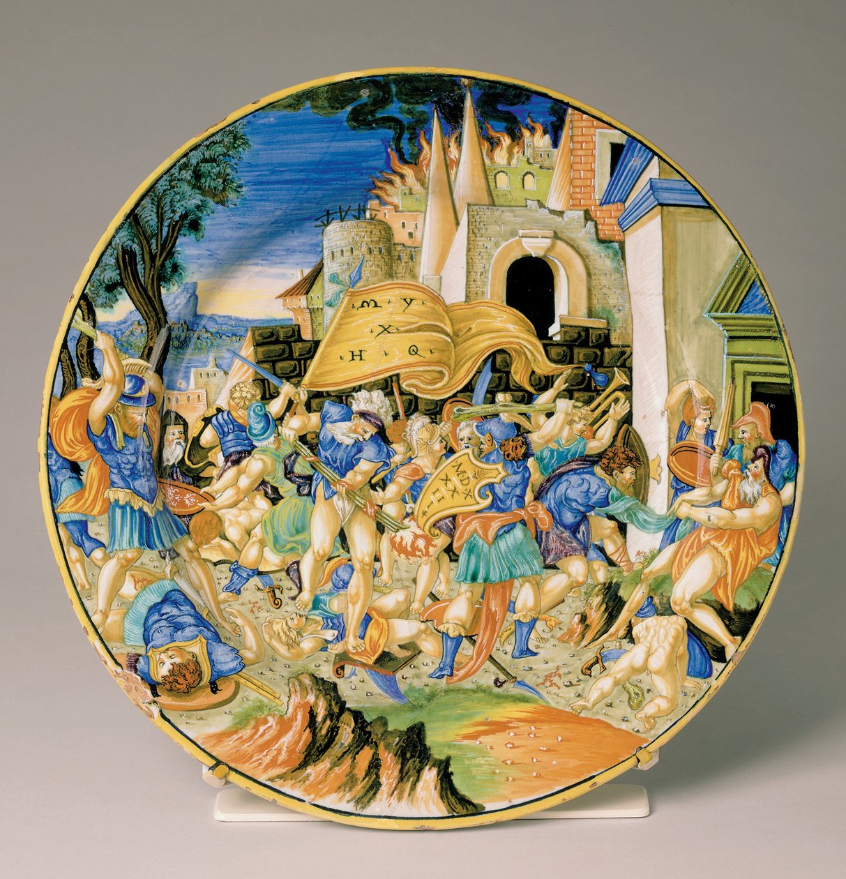 Tallrik med slaget vid Roncevaux av Francesco Xanto Avelli