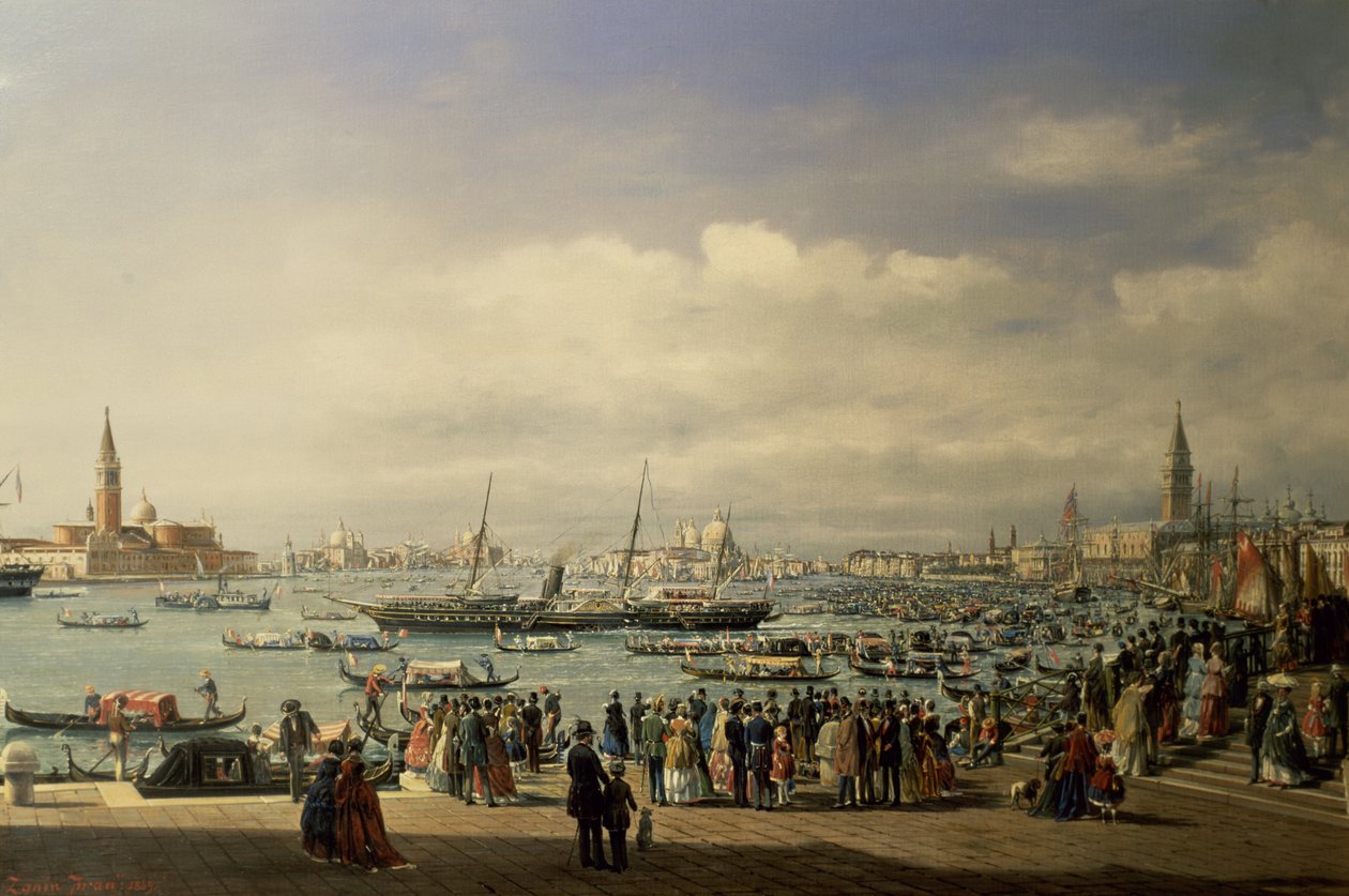Napoleon III anländer till Venedig av Francesco Zanin