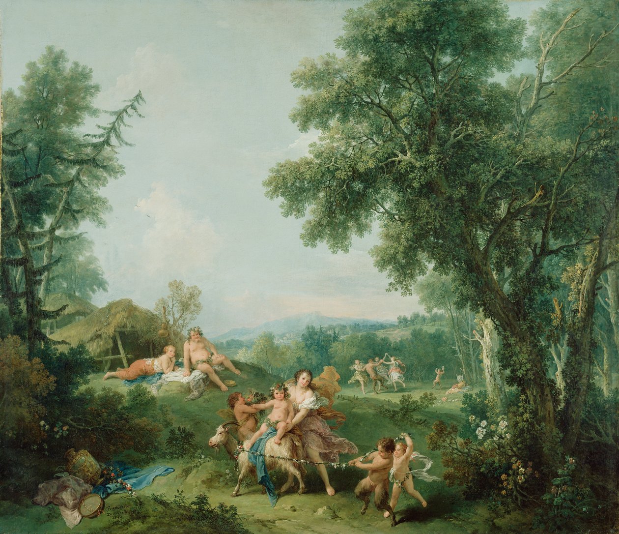 Landskap med Bacchus utbildning, 1744 av Francesco Zuccarelli