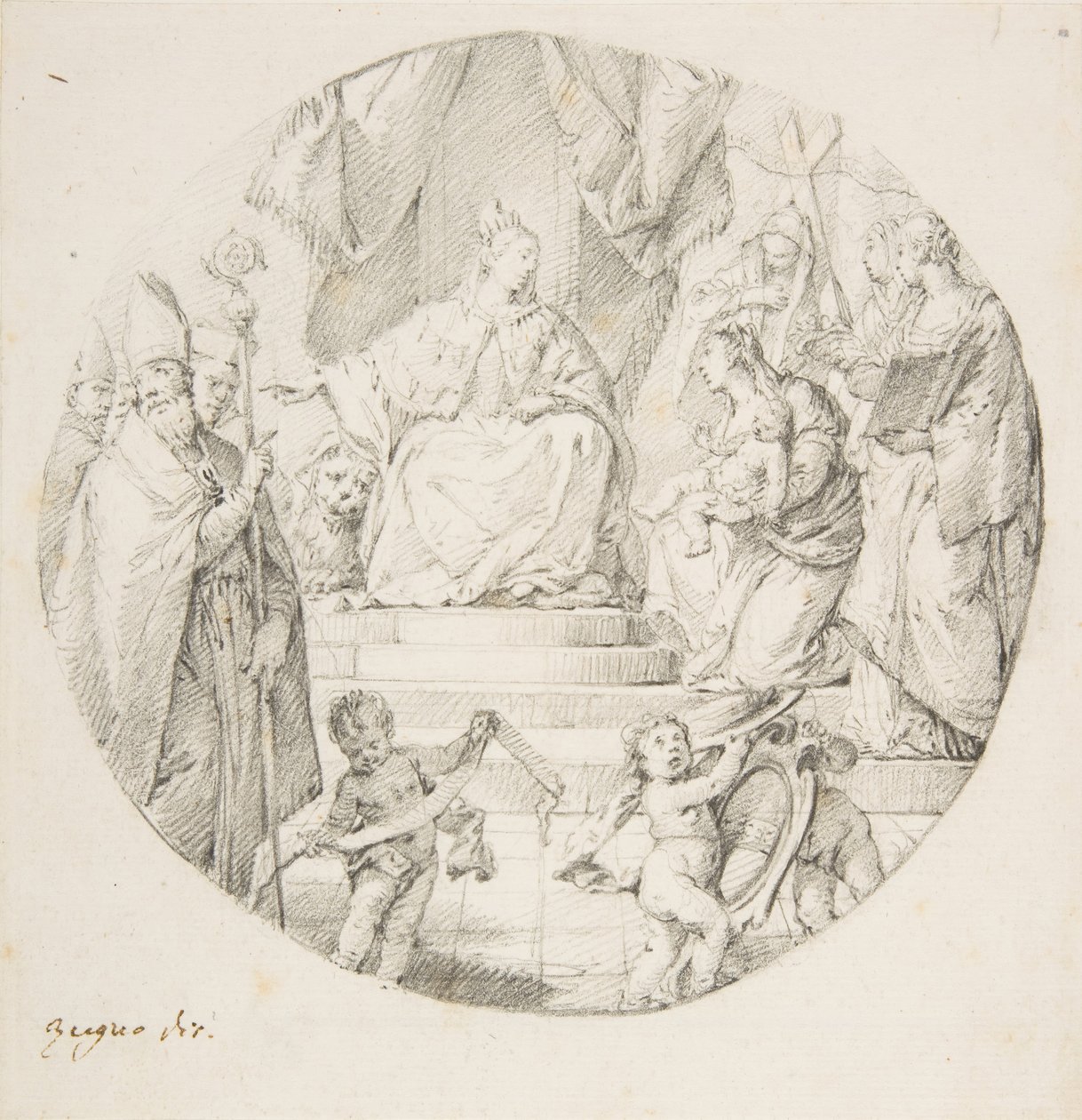 Adel presenterar ett spädbarn till Venedig, 1709-87. av Francesco Zugno