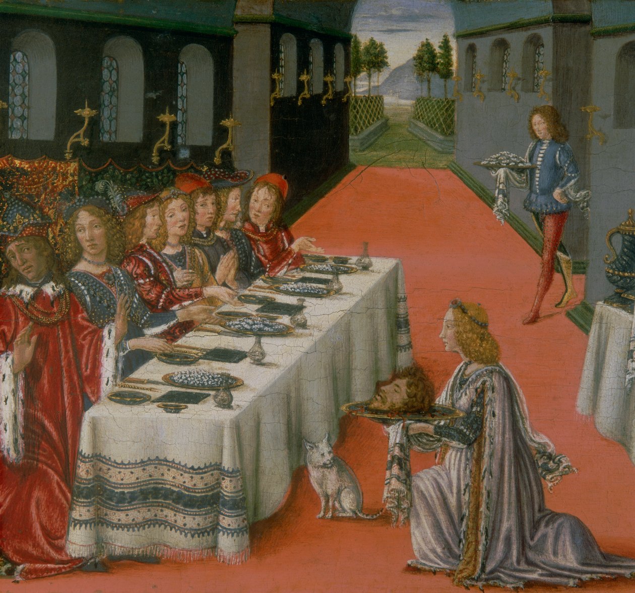 Herods Banket. Episode fra predellaen af Tabernaklet for det hellige sakramenter av Francesco and Raffaello 1477 c.1520 Botticini