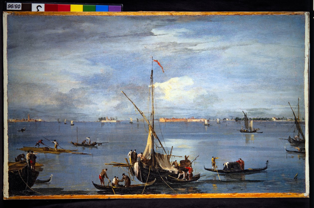 En utsikt i den venetianska lagunen av Francesco and/or Gian Antonio (1699 1761) Guardi