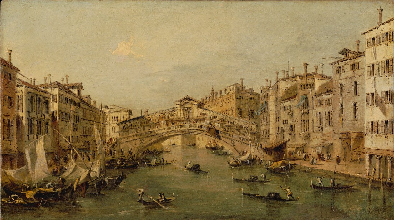 Venedig: Rialto av Francesco circle of Guardi